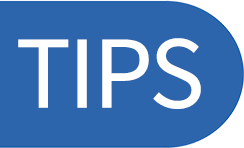 Blue shape with the word TIPS